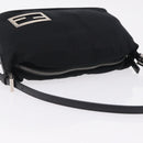FENDI Accessory Pouch Cotton jersey Black Silver Auth 208245A-6