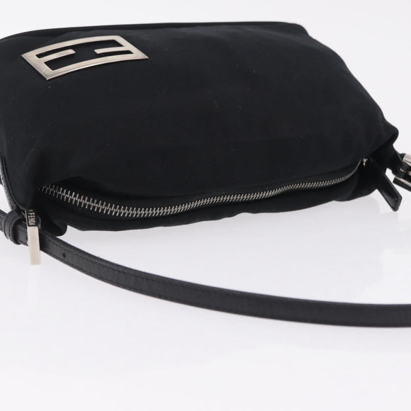 FENDI Accessory Pouch Cotton jersey Black Silver Auth 208245A
