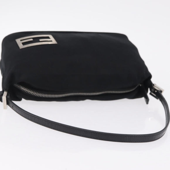 FENDI Accessory Pouch Cotton jersey Black Silver Auth 208245A