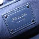 PRADA Hand Bag Raffia 2way Navy Silver Auth 208246-20