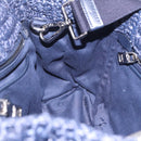 PRADA Hand Bag Raffia 2way Navy Silver Auth 208246-22
