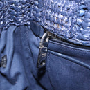 PRADA Hand Bag Raffia 2way Navy Silver Auth 208246-24