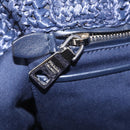 PRADA Hand Bag Raffia 2way Navy Silver Auth 208246-26