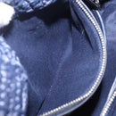 PRADA Hand Bag Raffia 2way Navy Silver Auth 208246-27