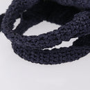 PRADA Hand Bag Raffia 2way Navy Silver Auth 208246-7