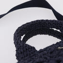 PRADA Hand Bag Raffia 2way Navy Silver Auth 208246-8