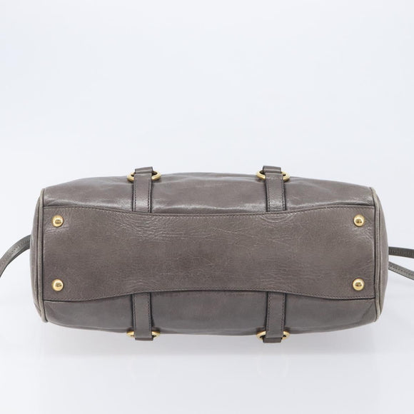 Miu Miu Hand Bag Leather 2way Gray Gold Auth 208248A