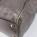 Miu Miu Hand Bag Leather 2way Gray Gold Auth 208248A-15