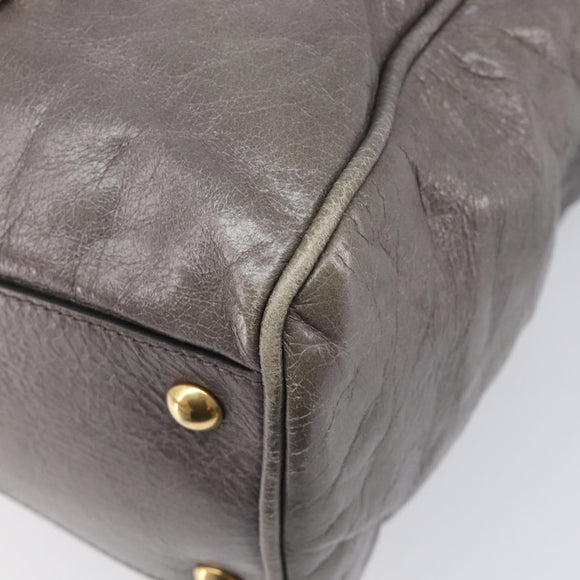 Miu Miu Hand Bag Leather 2way Gray Gold Auth 208248A