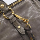 Miu Miu Hand Bag Leather 2way Gray Gold Auth 208248A-17
