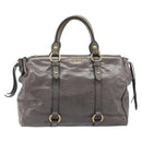 Miu Miu Hand Bag Leather 2way Gray Gold Auth 208248A-2