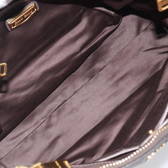 Miu Miu Hand Bag Leather 2way Gray Gold Auth 208248A