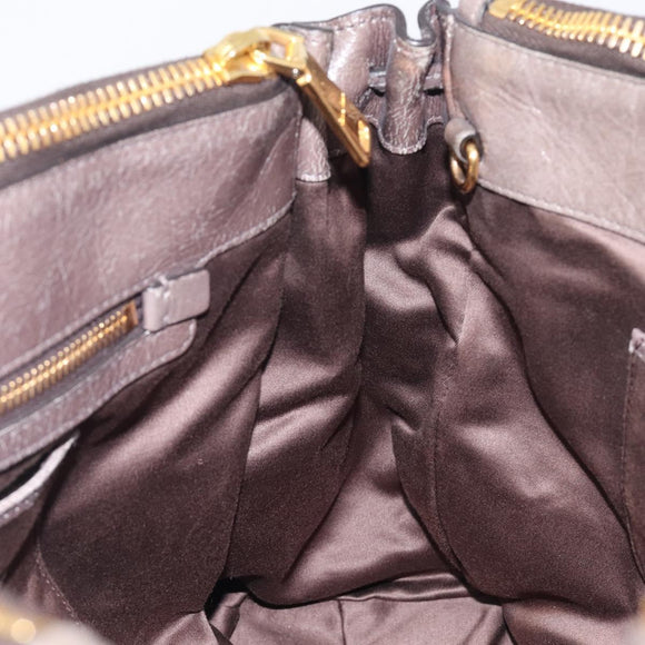 Miu Miu Hand Bag Leather 2way Gray Gold Auth 208248A