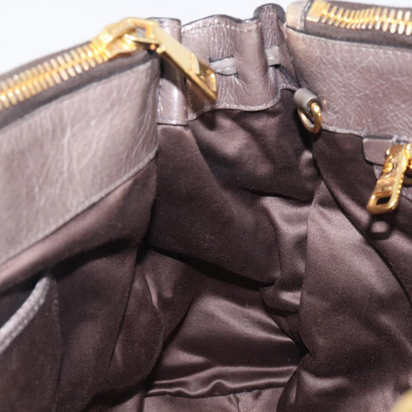 Miu Miu Hand Bag Leather 2way Gray Gold Auth 208248A