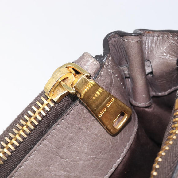 Miu Miu Hand Bag Leather 2way Gray Gold Auth 208248A