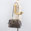 Miu Miu Hand Bag Leather 2way Gray Gold Auth 208248A-30
