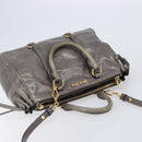 Miu Miu Hand Bag Leather 2way Gray Gold Auth 208248A-6