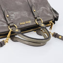 Miu Miu Hand Bag Leather 2way Gray Gold Auth 208248A-7