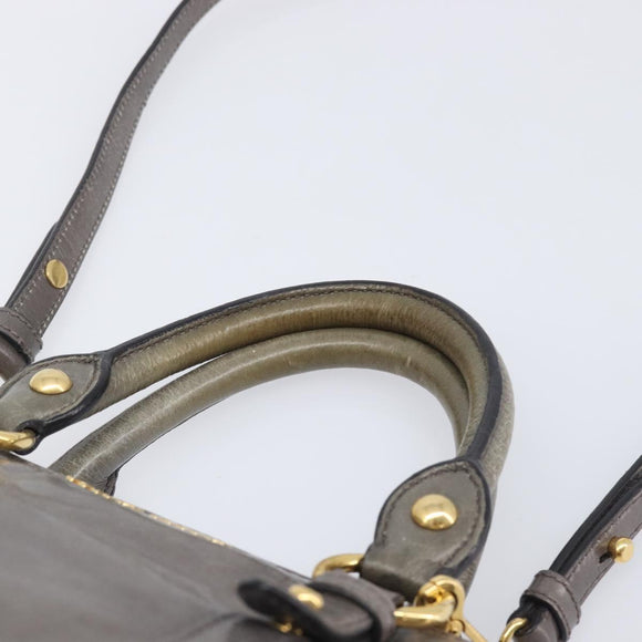 Miu Miu Hand Bag Leather 2way Gray Gold Auth 208248A