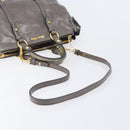 Miu Miu Hand Bag Leather 2way Gray Gold Auth 208248A-9