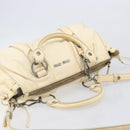 Miu Miu Hand Bag Leather 2way Ivory Silver Auth 208251A-10