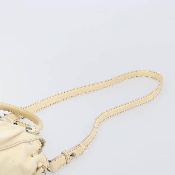 Miu Miu Hand Bag Leather 2way Ivory Silver Auth 208251A