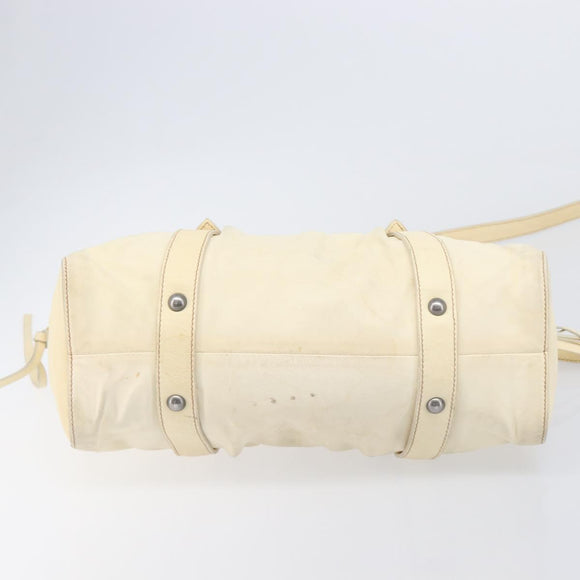 Miu Miu Hand Bag Leather 2way Ivory Silver Auth 208251A