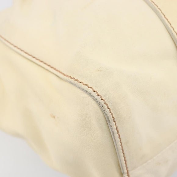 Miu Miu Hand Bag Leather 2way Ivory Silver Auth 208251A