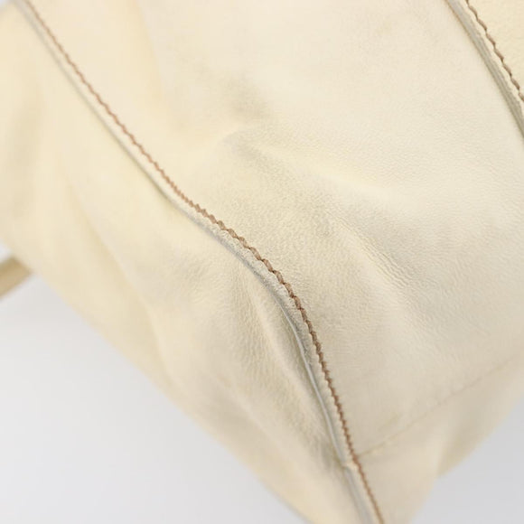 Miu Miu Hand Bag Leather 2way Ivory Silver Auth 208251A