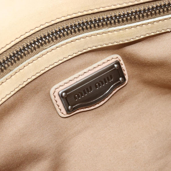 Miu Miu Hand Bag Leather 2way Ivory Silver Auth 208251A