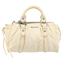 Miu Miu Hand Bag Leather 2way Ivory Silver Auth 208251A-2