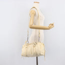 Miu Miu Hand Bag Leather 2way Ivory Silver Auth 208251A-32