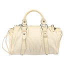 Miu Miu Hand Bag Leather 2way Ivory Silver Auth 208251A-3