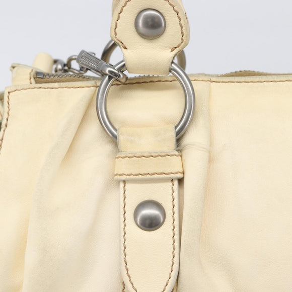 Miu Miu Hand Bag Leather 2way Ivory Silver Auth 208251A