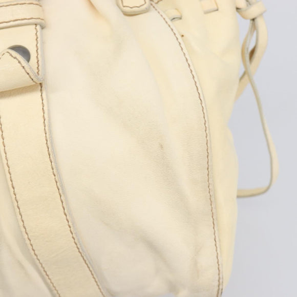 Miu Miu Hand Bag Leather 2way Ivory Silver Auth 208251A