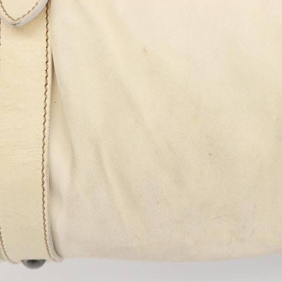 Miu Miu Hand Bag Leather 2way Ivory Silver Auth 208251A