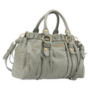 Miu Miu Hand Bag Leather 2way Gray Gold Auth 208252A-1