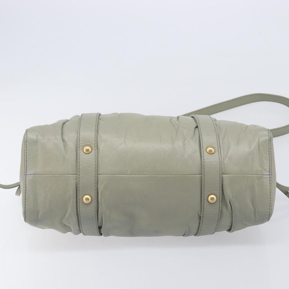 Miu Miu Hand Bag Leather 2way Gray Gold Auth 208252A