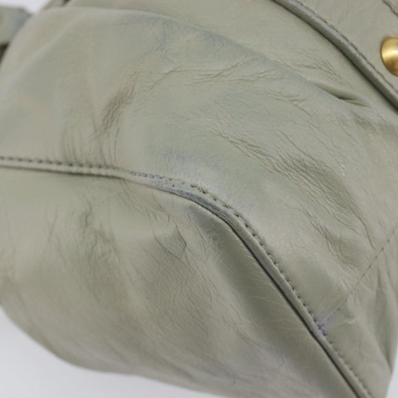 Miu Miu Hand Bag Leather 2way Gray Gold Auth 208252A