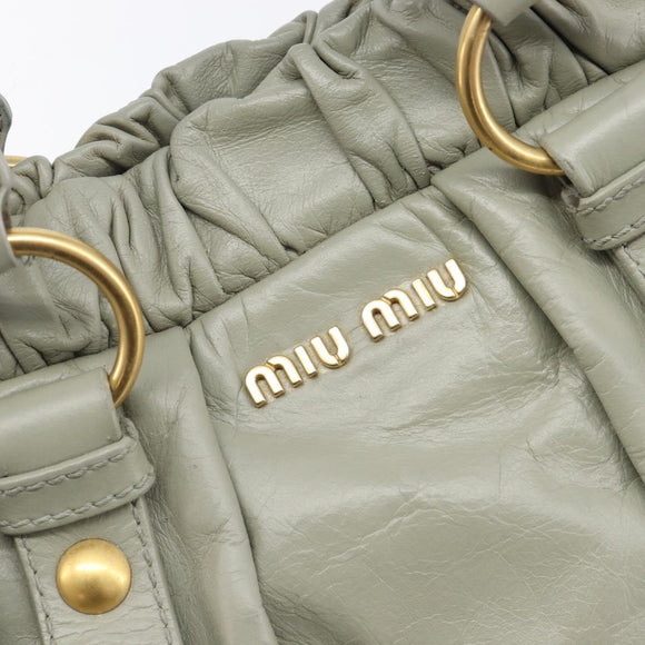 Miu Miu Hand Bag Leather 2way Gray Gold Auth 208252A