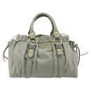 Miu Miu Hand Bag Leather 2way Gray Gold Auth 208252A-2
