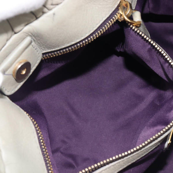 Miu Miu Hand Bag Leather 2way Gray Gold Auth 208252A
