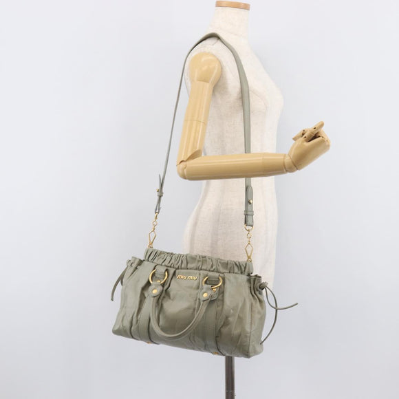 Miu Miu Hand Bag Leather 2way Gray Gold Auth 208252A