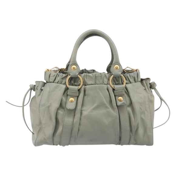 Miu Miu Hand Bag Leather 2way Gray Gold Auth 208252A