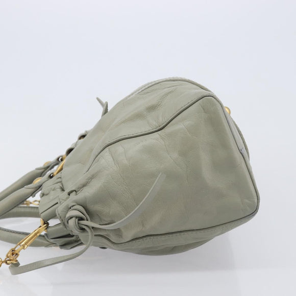 Miu Miu Hand Bag Leather 2way Gray Gold Auth 208252A