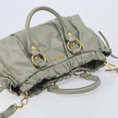 Miu Miu Hand Bag Leather 2way Gray Gold Auth 208252A-6