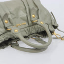 Miu Miu Hand Bag Leather 2way Gray Gold Auth 208252A-7