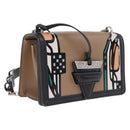 LOEWE Chain Barcelona Shoulder Bag Leather Beige Gold Auth 208257M-1