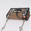 LOEWE Chain Barcelona Shoulder Bag Leather Beige Gold Auth 208257M-6