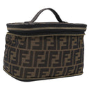FENDI Zucca Canvas Vanity Hand Bag Black Brown Auth 208259-1
